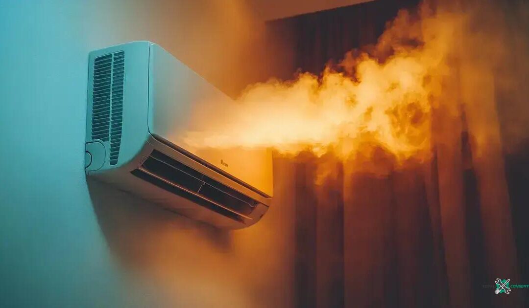 Ar-condicionado com ar quente saindo