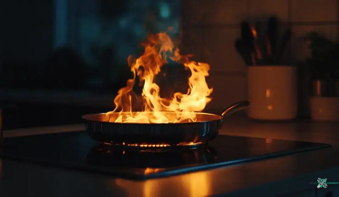 Cooktop com uma das bocas queimando muito forte