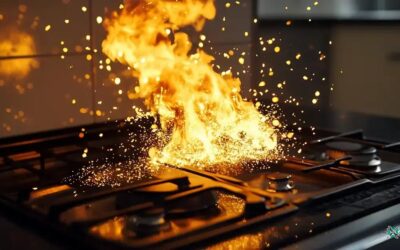 Fogão com queimador explodindo