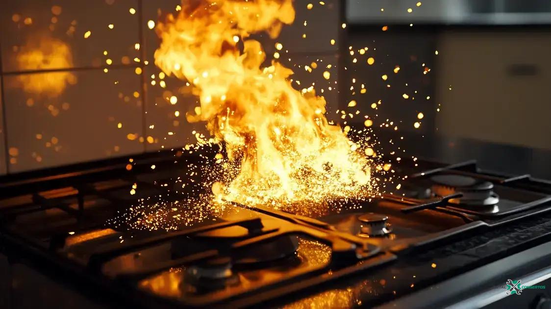 Fogão com queimador explodindo